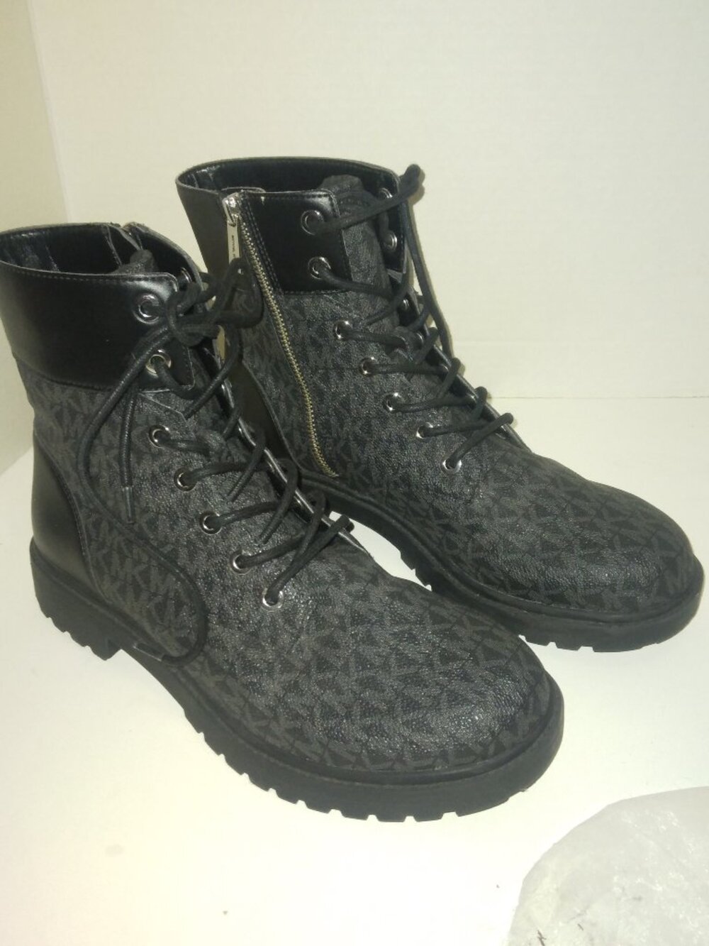 Micheal Kors black/gray combat boots size 10